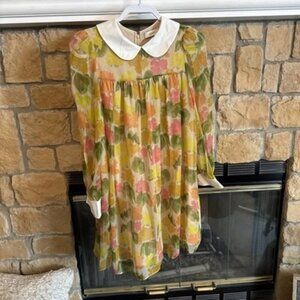 Coach Floral Babydoll Dress Size 2 MOD 60s Style